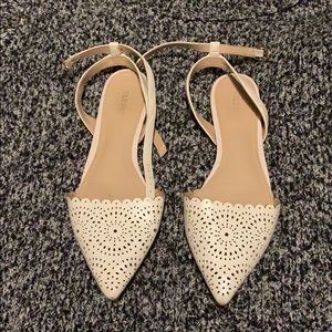 White Laser Cut Eyelet Style Flats